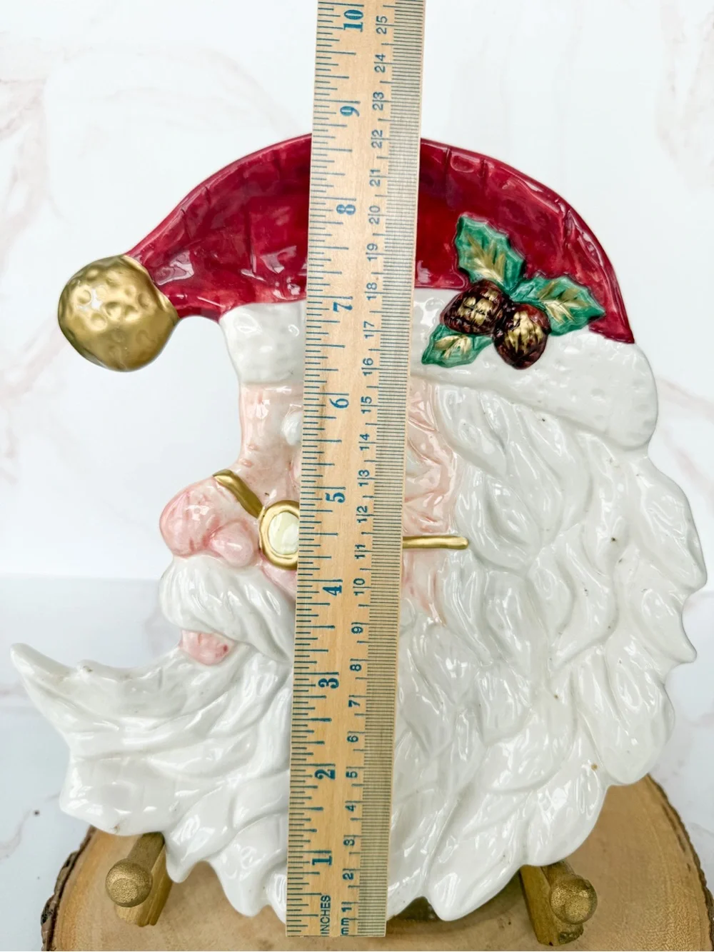 Vintage Fitz & Floyd Old World Santa Head Majolica Style Christmas Plate